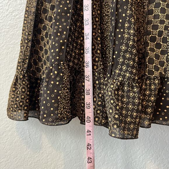 VTG Indie Dress Womens 8 Brown Geometric Cottagecore Boho Retro 70s Style - Picture 5 of 10